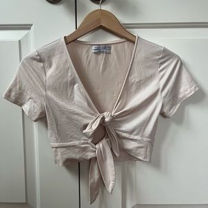 Urban Outfitters Ivory Tie Wrap Top